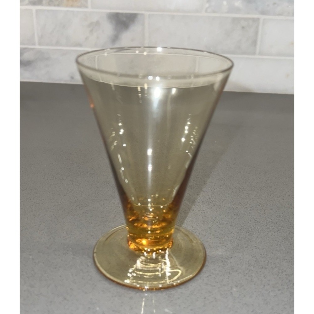Tiffin Franciscan 14196 Amber Tumbler 10 Oz Footed Straight Optic Bowl USA 3213